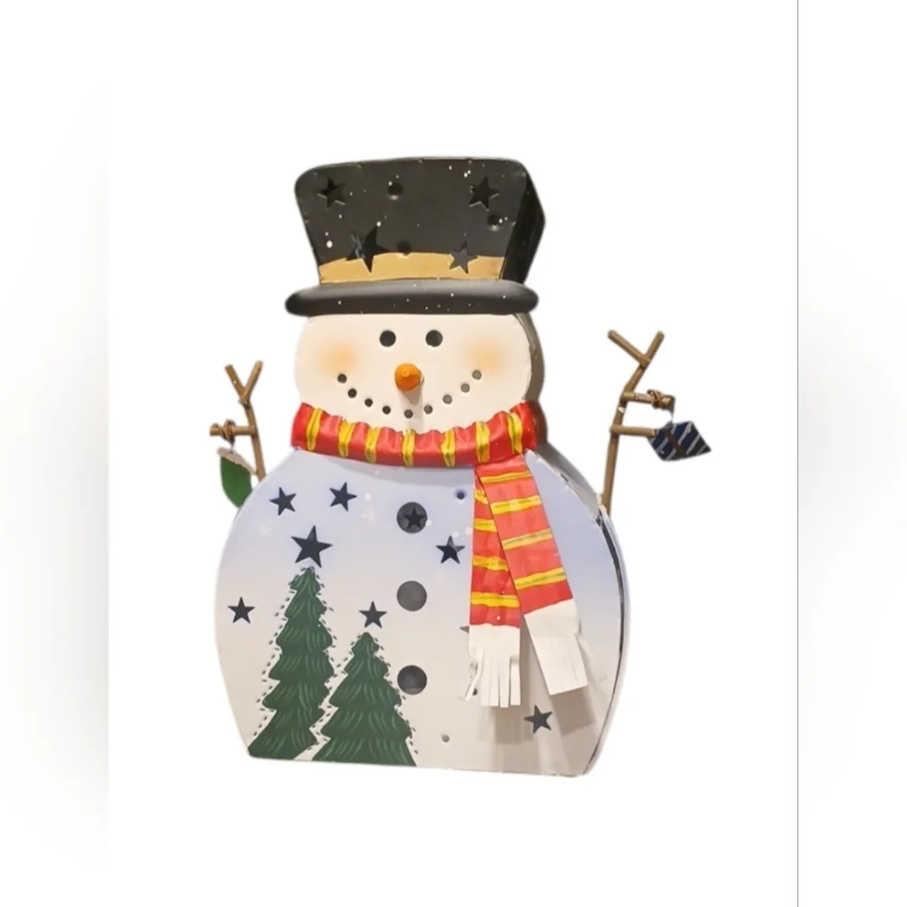 Snowman Metal Lantern Candle Holder